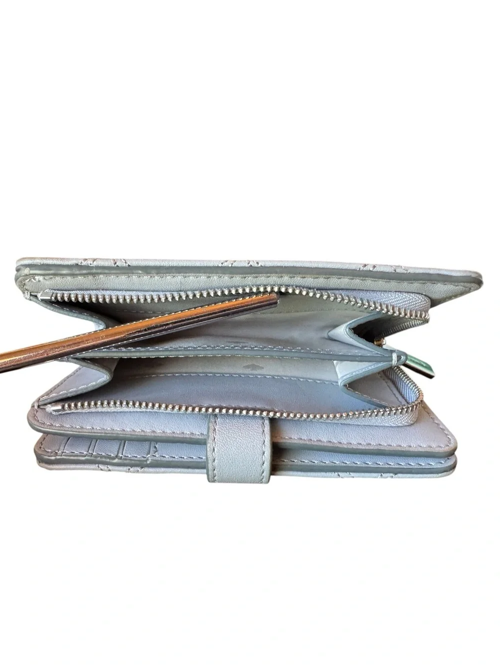 Kate Spade New York Gray Quilted Zip Around Wallet Bifold Organizer